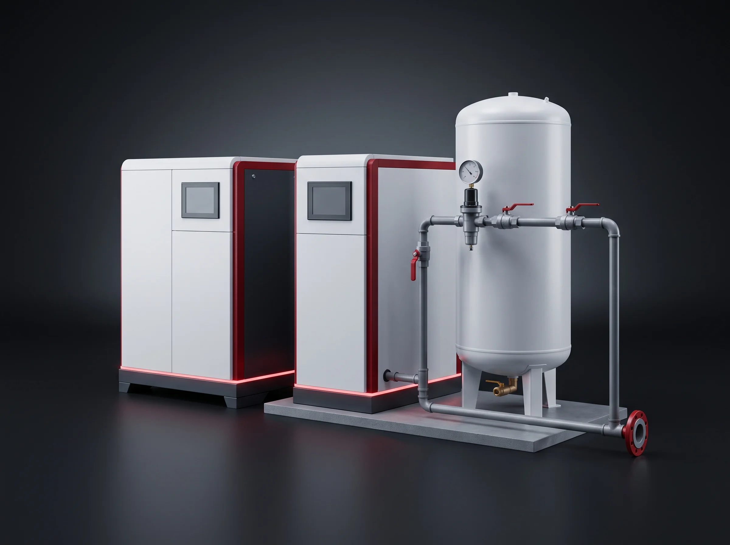 Dry compressed air station that supplies both leak gates on the battery pack EOL testing sequence