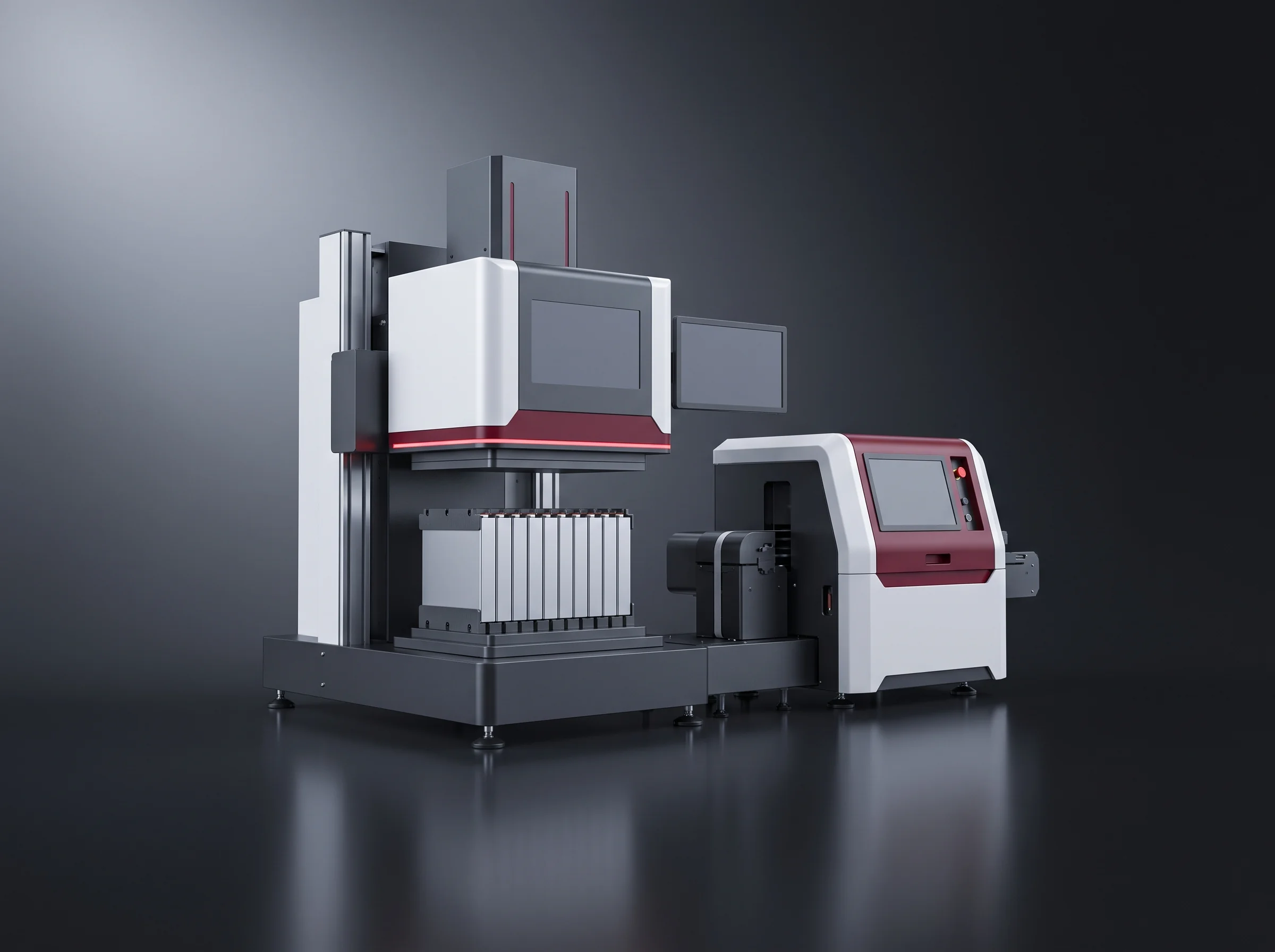 Module stacking and pressing station with servo-controlled press