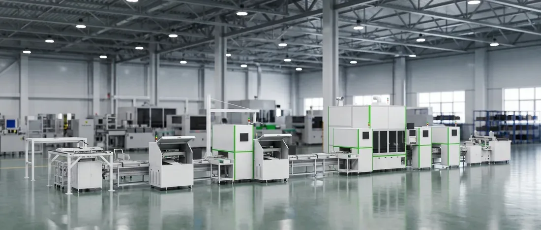 Module stacking and pressing position seen from the aisle