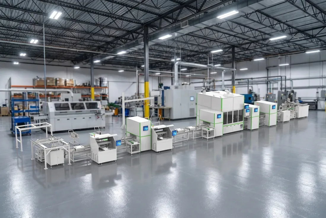 Storage pack assembly line configured for commercial and industrial packs